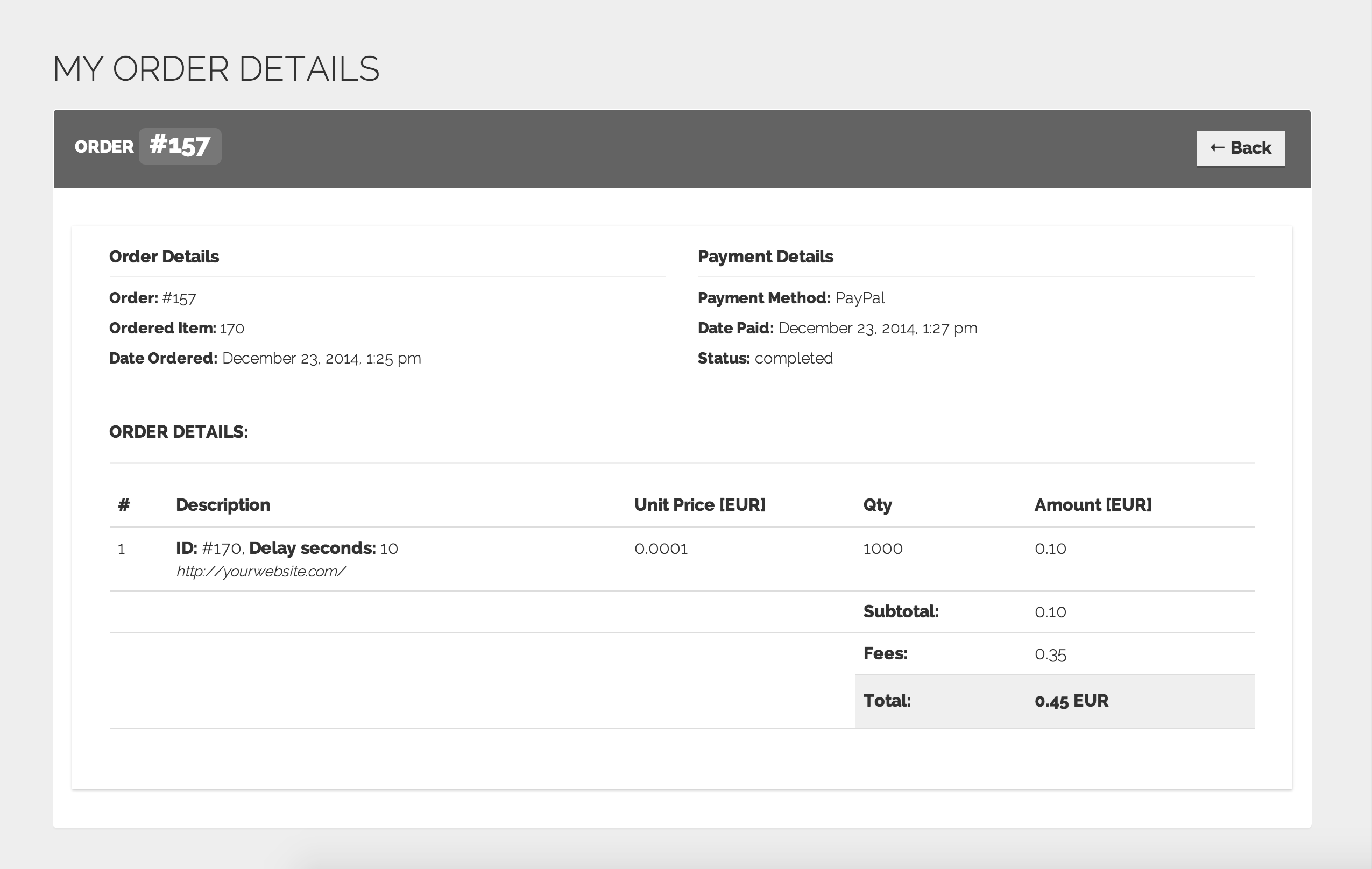 My order details My order details